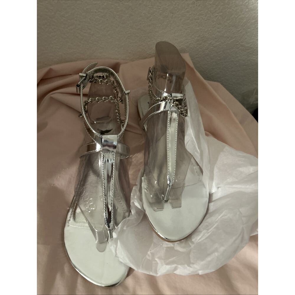 Women’s Shiny Silver Sandals New Sheikh 6 1/2